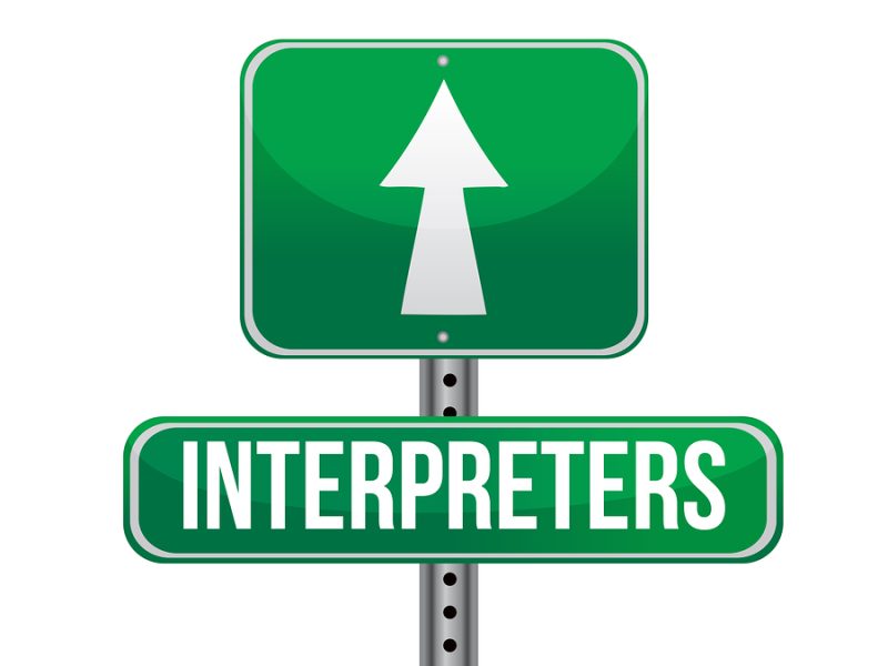 interpreters road sign illustration design over a white background